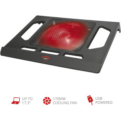 Trust Gaming GXT 220 Kuzo Base di raffreddamento per laptop fino a 17,3" - Ventola silenziosa con illuminazione rossa - Col