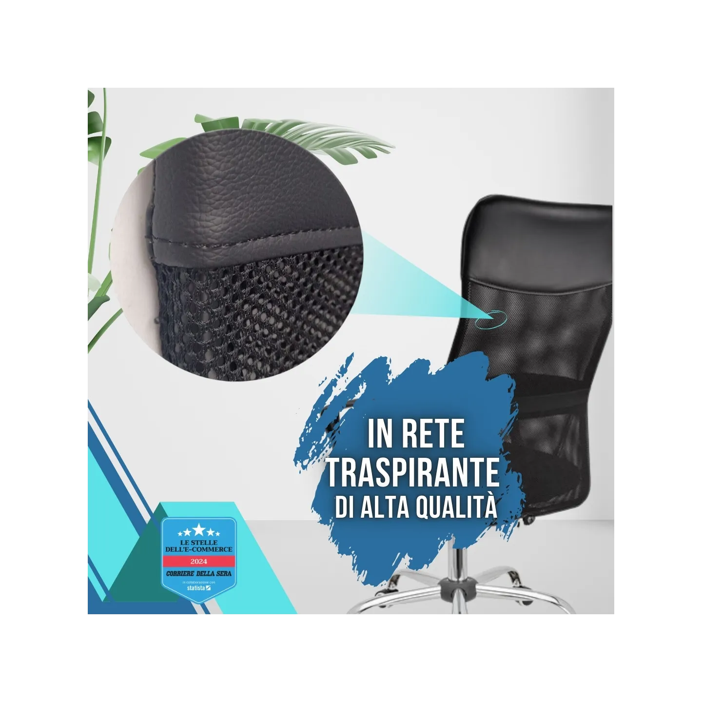 Sedia da ufficio - Schienale in rete traspirante - Regolazione in altezza - Peso massimo 130 kg