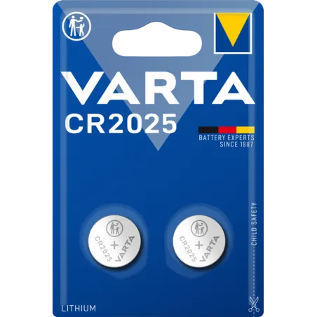 Batteria-VARTA-CR2025-confezione-2-pile-in-Litio-a-Bottone-Piatta-Specialistica-3-Volts-Diametro-20mm-Altezza-1,6mm