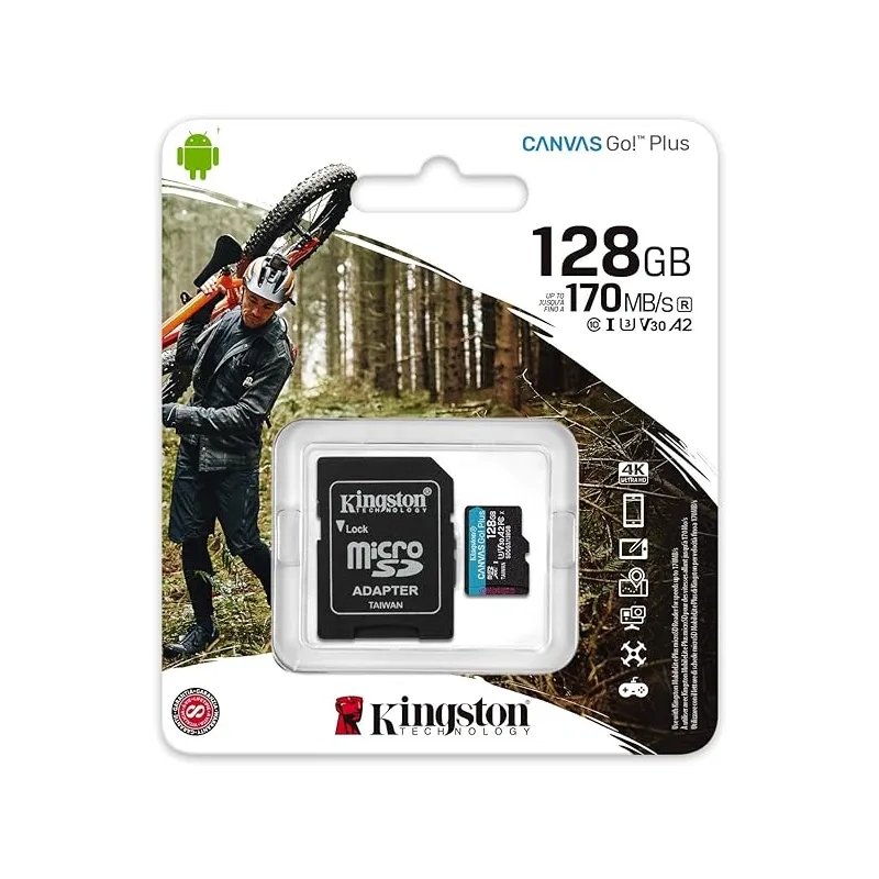 MicroSD Kingston 128GB MSDXC 170MB/s V30 – Alta Velocità