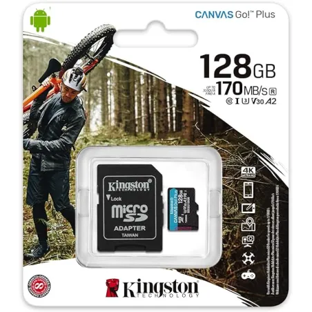 MicroSD Kingston 128GB MSDXC 170MB/s V30 – Alta Velocità