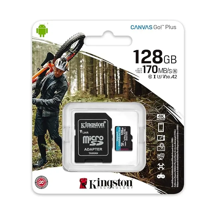 MicroSD Kingston 128GB MSDXC 170MB/s V30 – Alta Velocità
