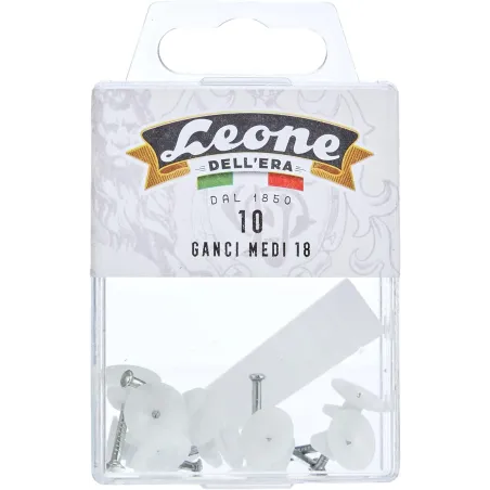 10 Ganci Medi Leone Dell'Era per appendere quadri con spilli in acciaio temprato - Scatola appendibile - Made in Italy