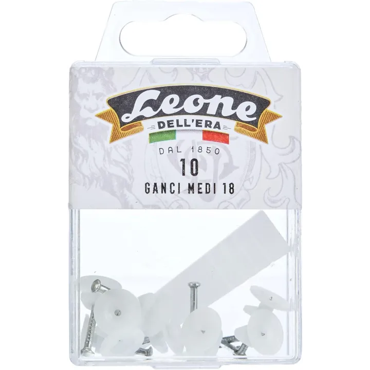 10 Ganci Medi Leone Dell'Era per appendere quadri con spilli in acciaio temprato - Scatola appendibile - Made in Italy