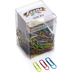 125 gr. (ca. 265 pz.) Fermagli Colorati Metallizzati Leone Dell'Era "Gran Mix" dimensioni miste N. 2-3-4 - Barattolo t