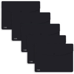 FAVORIT Buste con Bottone Sprint, A4, Polipropilene, Opaco, Confezione da 5 pezzi - Nero