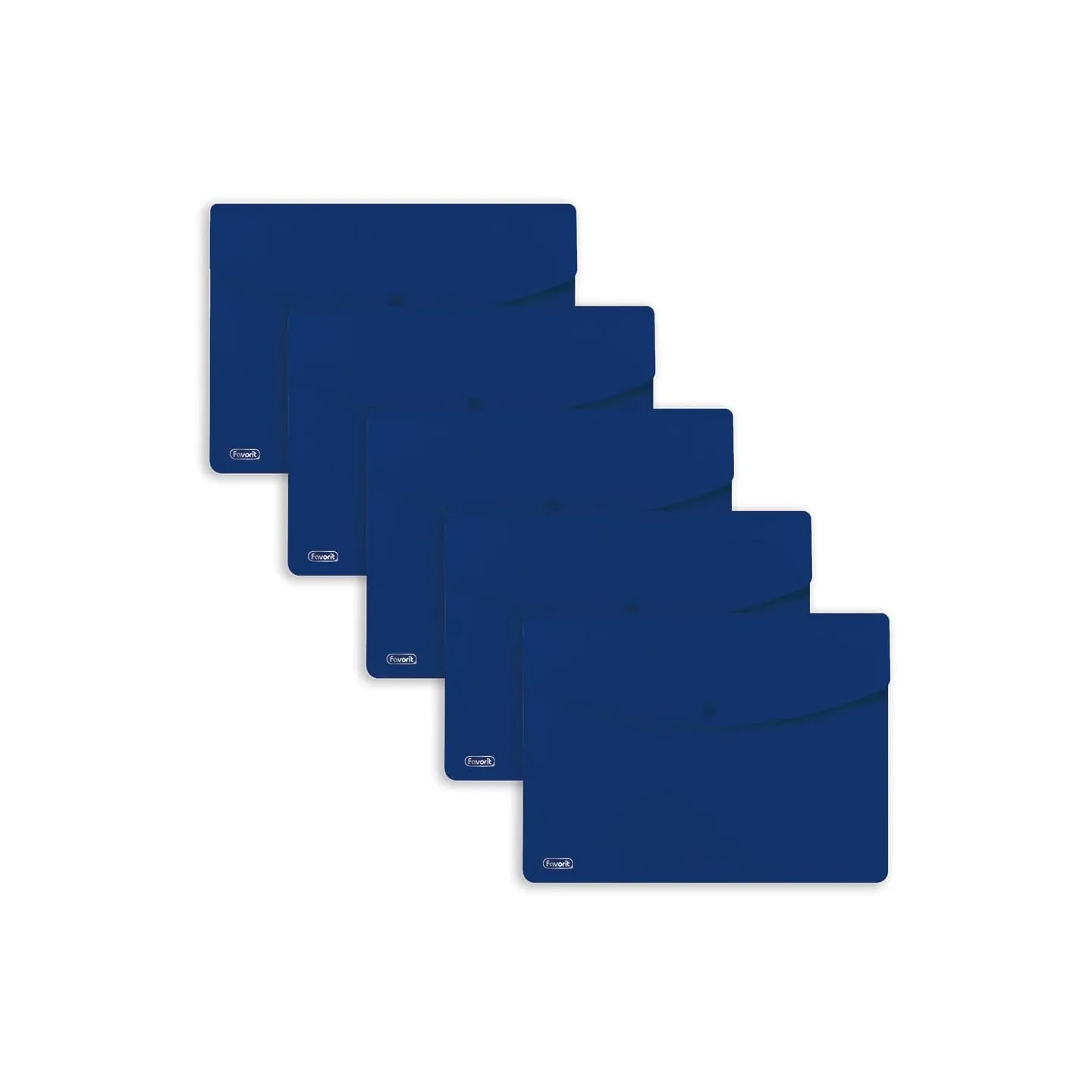FAVORIT Buste con Bottone Sprint, A4, Polipropilene, Opaco, Confezione da 5 pezzi - Blu