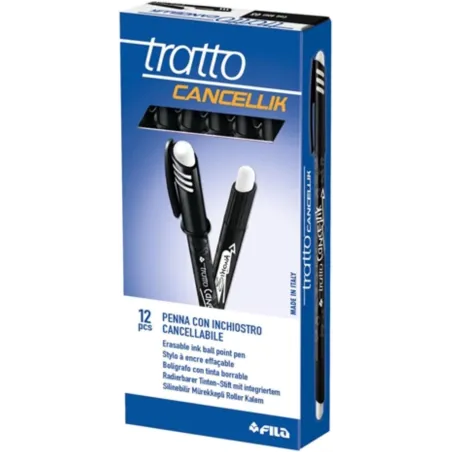 Penna-a-Sfera-Cancellabile-Tratto-Cancellik--1mm-Confezione-da-12-Nero
