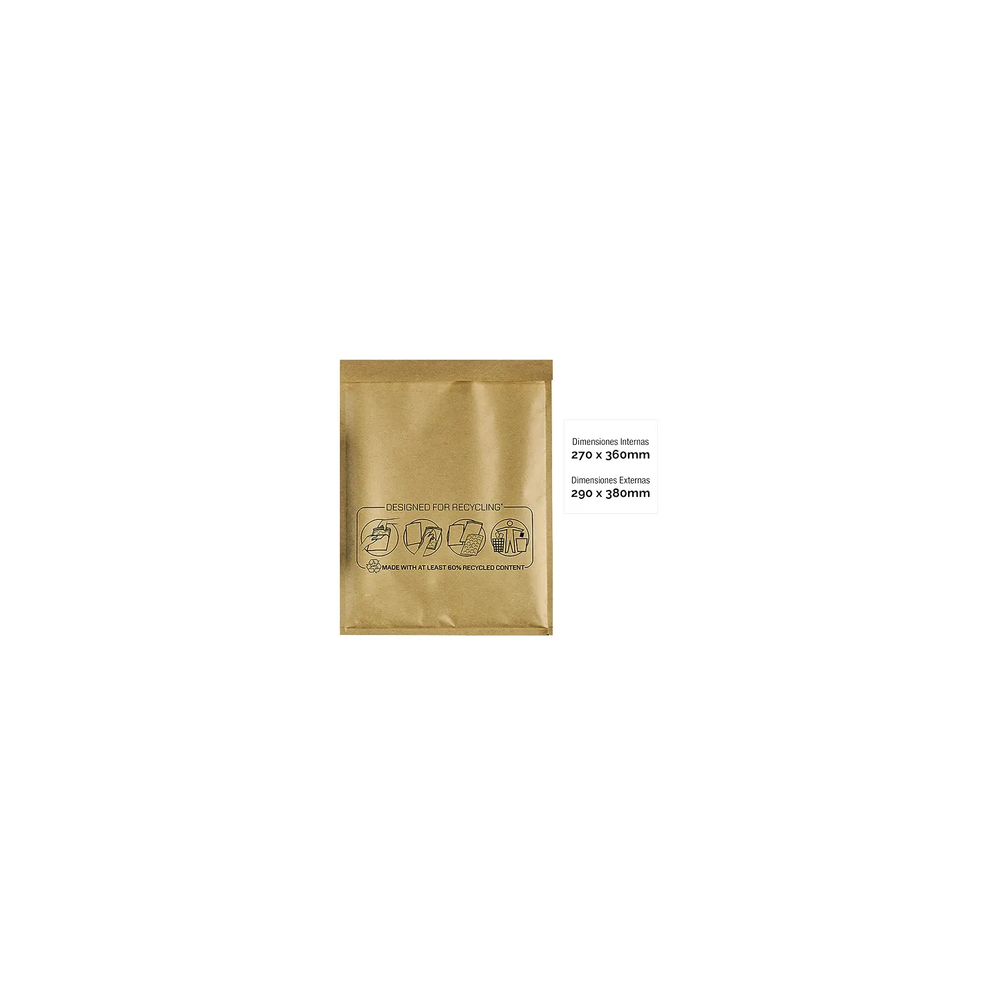 Buste a Sacco Imbottite Fellowes 270x360 mm Colore Avana Autoadesive Confezione da 10