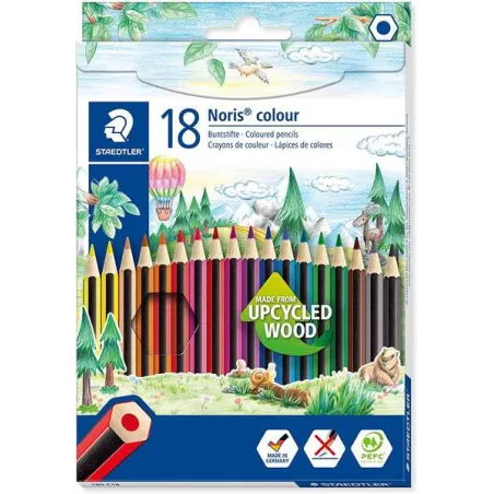 Staedtler Noris Color 185 Confezione da 18 matite colorate esagonali - Resistenza alla rottura - Colori assortiti