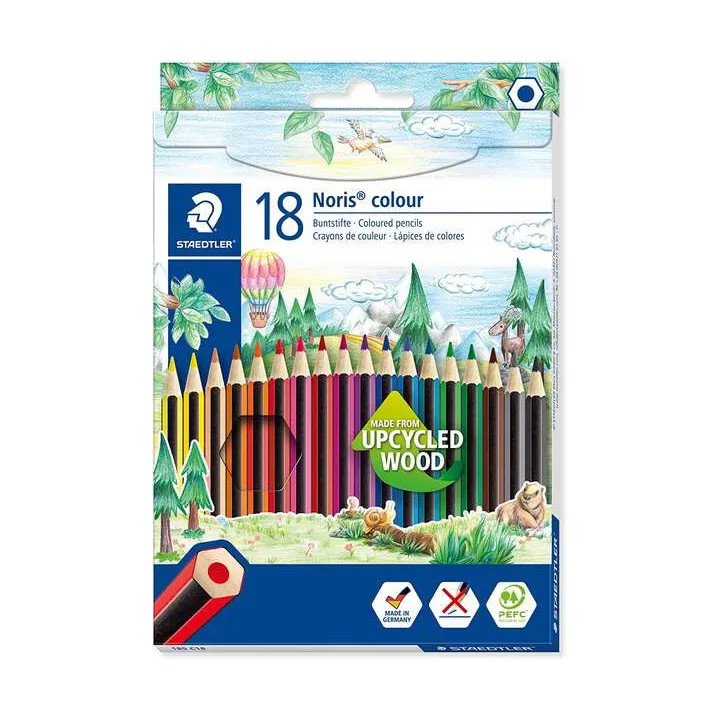 Staedtler Noris Color 185 Confezione da 18 matite colorate esagonali - Resistenza alla rottura - Colori assortiti