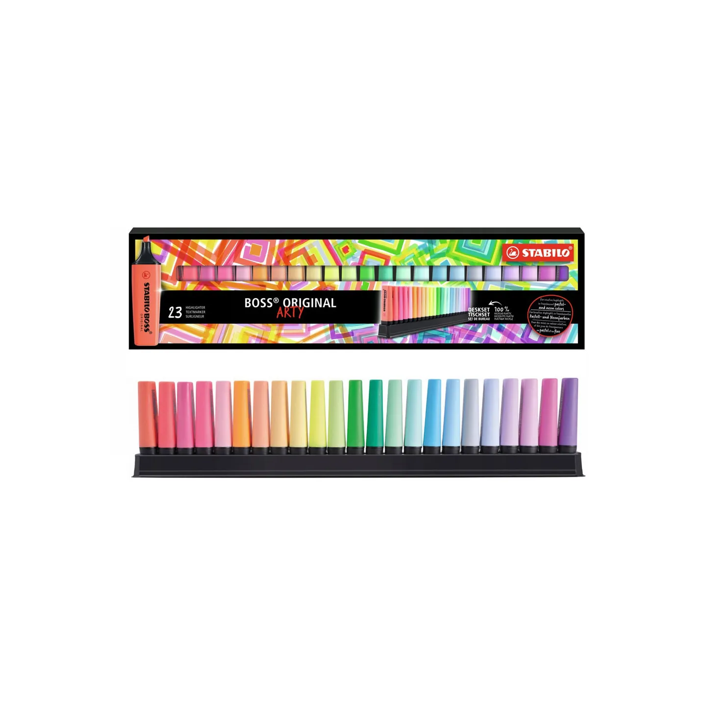 Stabilo Boss Original 23 Evidenziatori - Arty Edition - 9 Colori Neon + 14 Pastel - Linea tra 2 e 5 mm - Ricaricabili - Inchiost