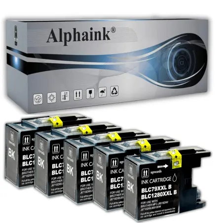 5-Cartucce-Brother-LC-1280BK-XL-Nero-compatibile