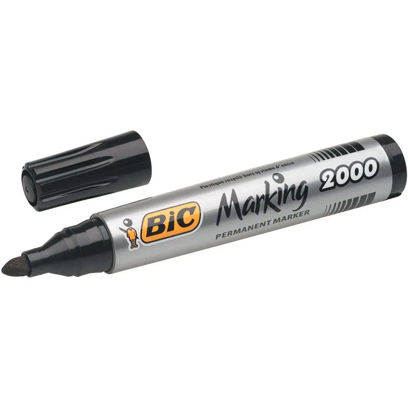 Pennarello Indelebile Bic Marking 2000 Ecolutions - Inchiostro a Base Alcool - Ecologico - Asciugatura Rapida - Colore Nero