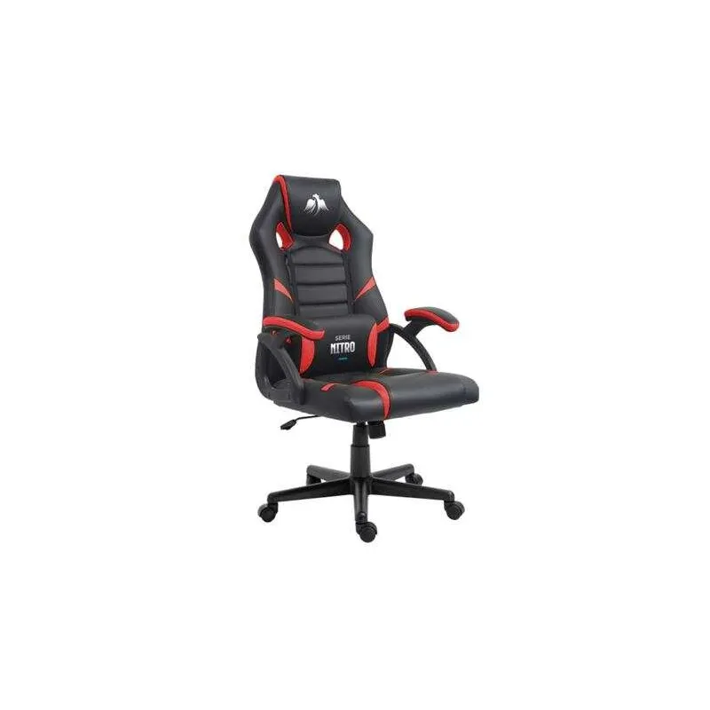 Sedia da gaming serie Cromad Nitro - Altezza regolabile con pistone a gas di classe 2 - Cuscino lombare - Colore nero/Rosso