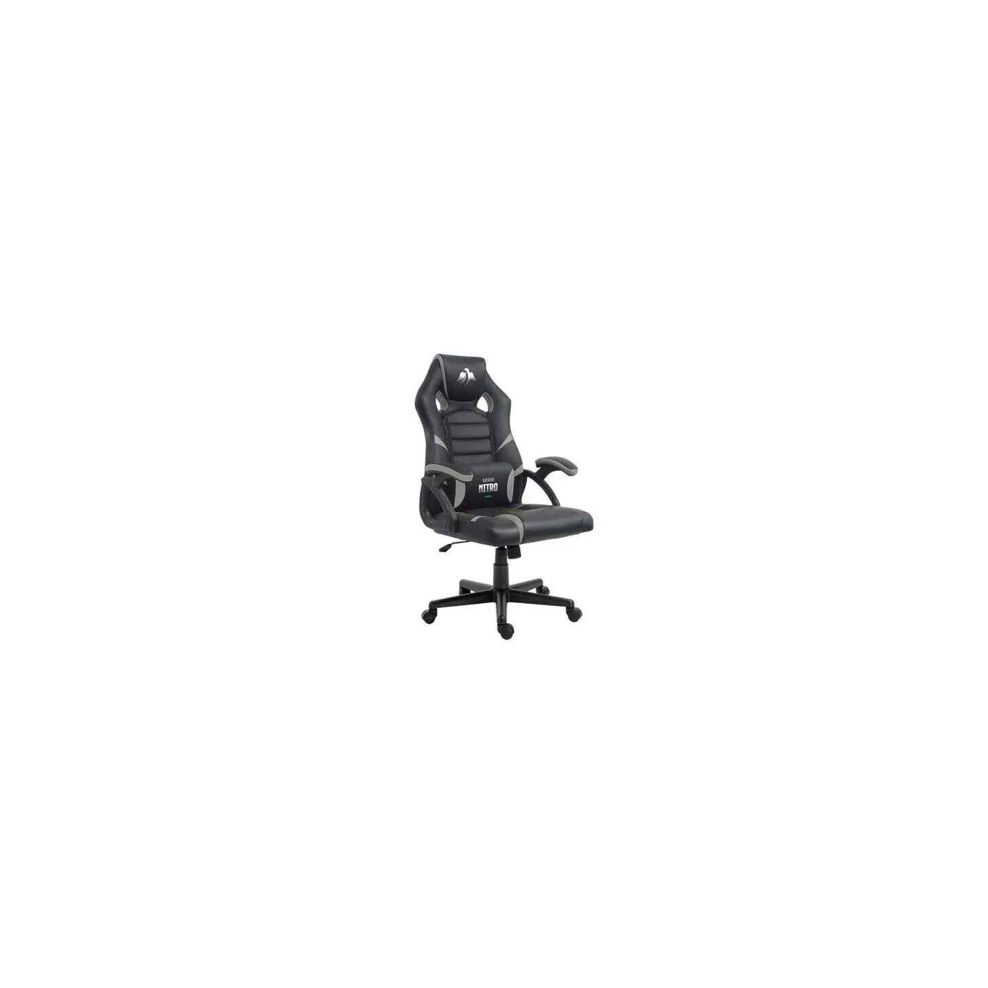 Sedia da gaming serie Cromad Nitro - Altezza regolabile con pistone a gas di classe 2 - Cuscino lombare - Colore nero/grigio