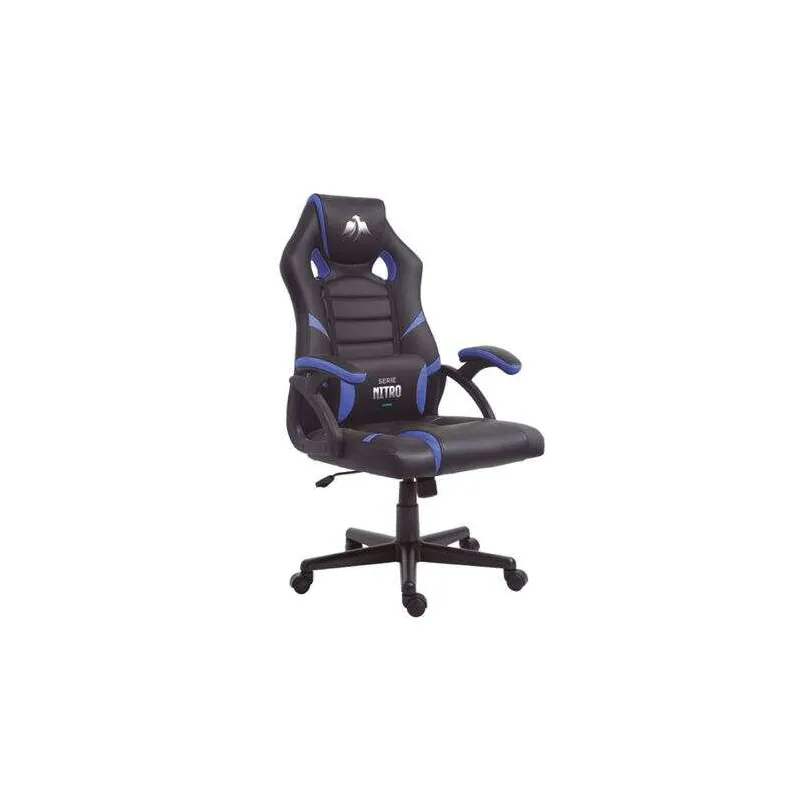 Sedia da gaming serie Cromad Nitro - Altezza regolabile con pistone a gas di classe 2 - Cuscino lombare - Colore nero/Blu
