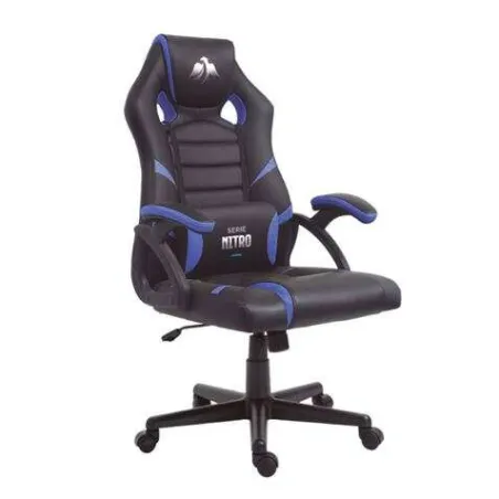 Sedia da gaming serie Cromad Nitro - Altezza regolabile con pistone a gas di classe 2 - Cuscino lombare - Colore nero/Blu