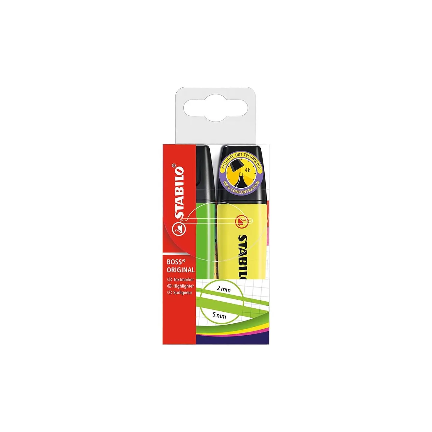 Evidenziatore-Stabilo-Boss-Original-Confezione-da-2-Colori-Verde-Giallo