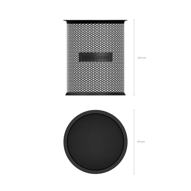 Portapenne rotondo classico Erichkrause Compass - Base rotonda in acciaio inossidabile - Design moderno ed elegante - Colore ner