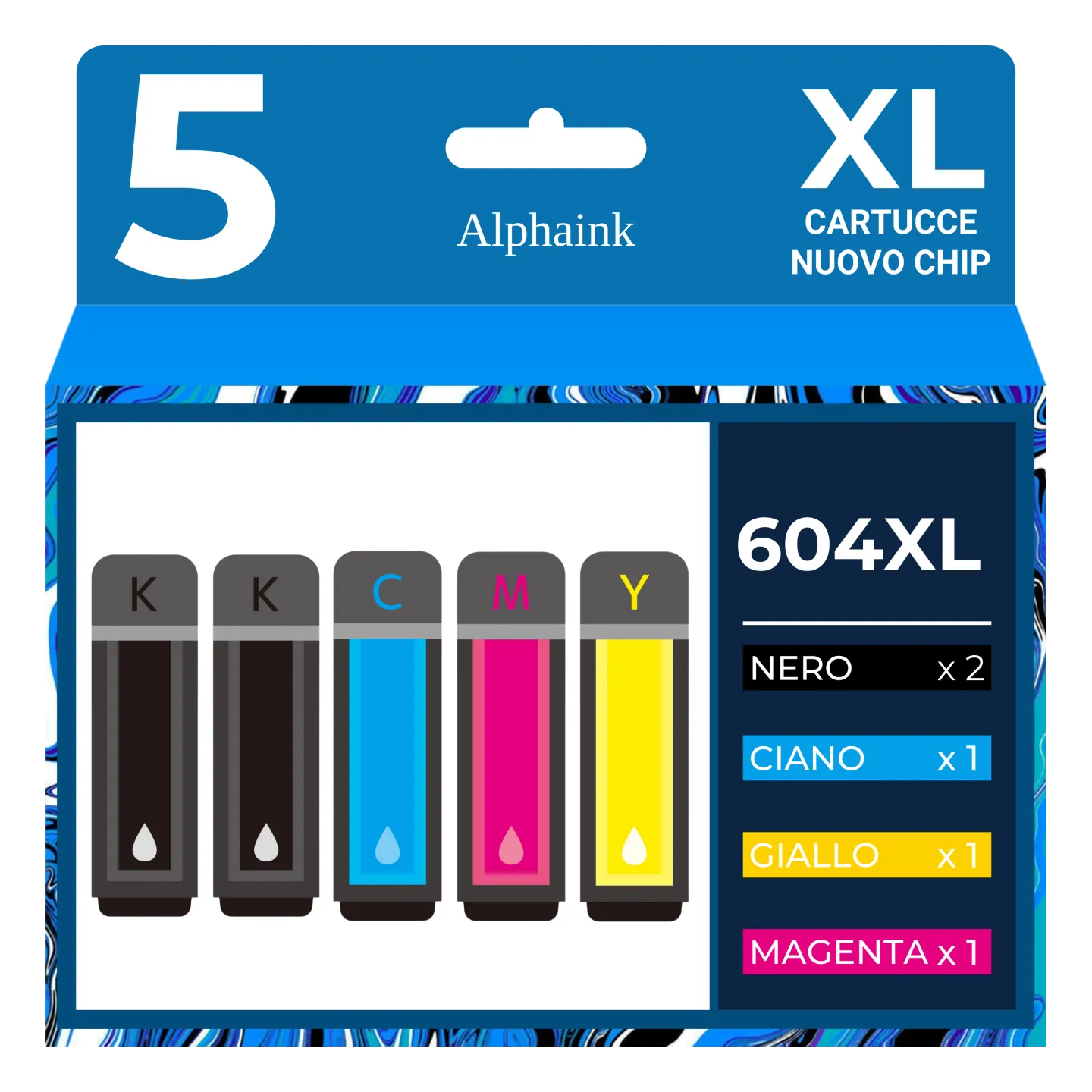 5 Cartucce Epson T604XL C13T10H14010 Nero + Colore Compatibili