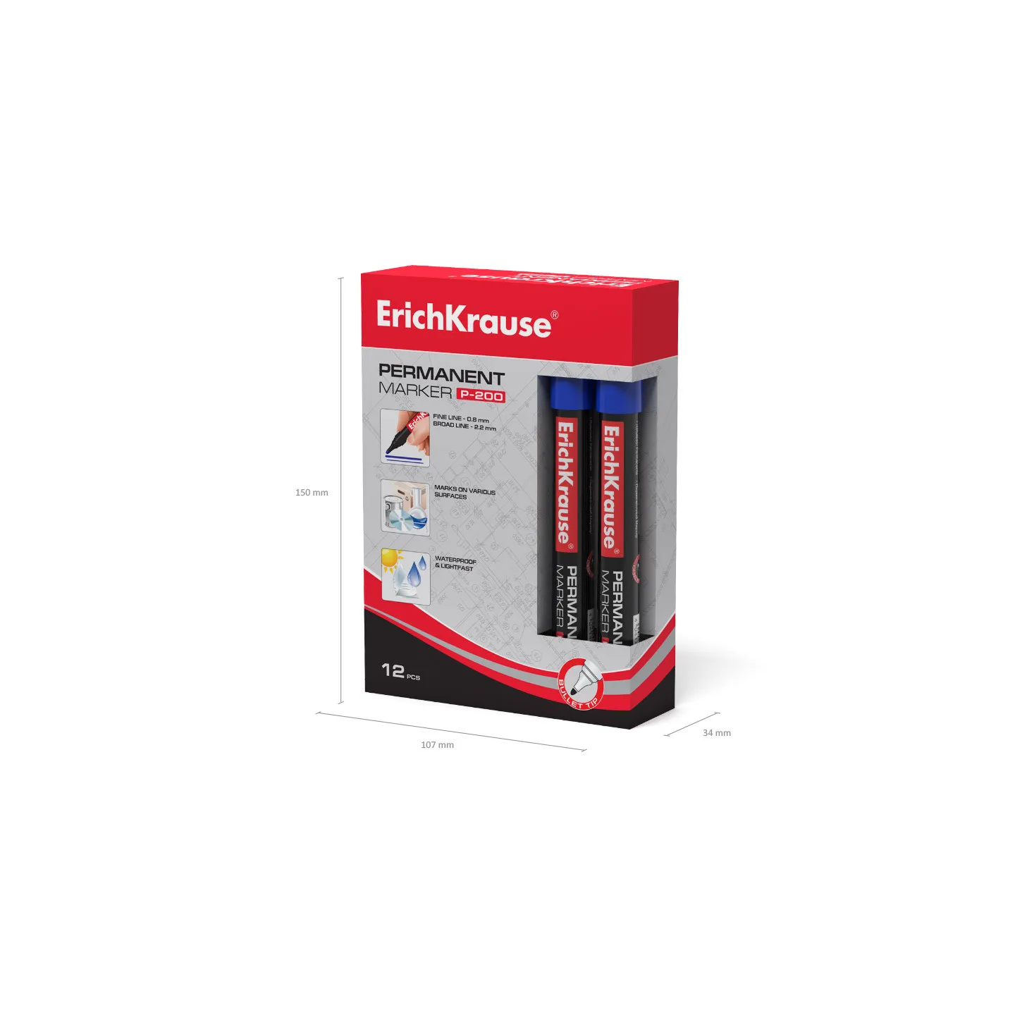 Offerta - 12 Pennarelli Erichkrause P-200 Blu