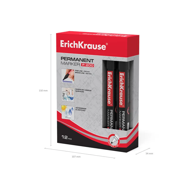 Offerta - 12 Pennarelli Erichkrause P-200 nero