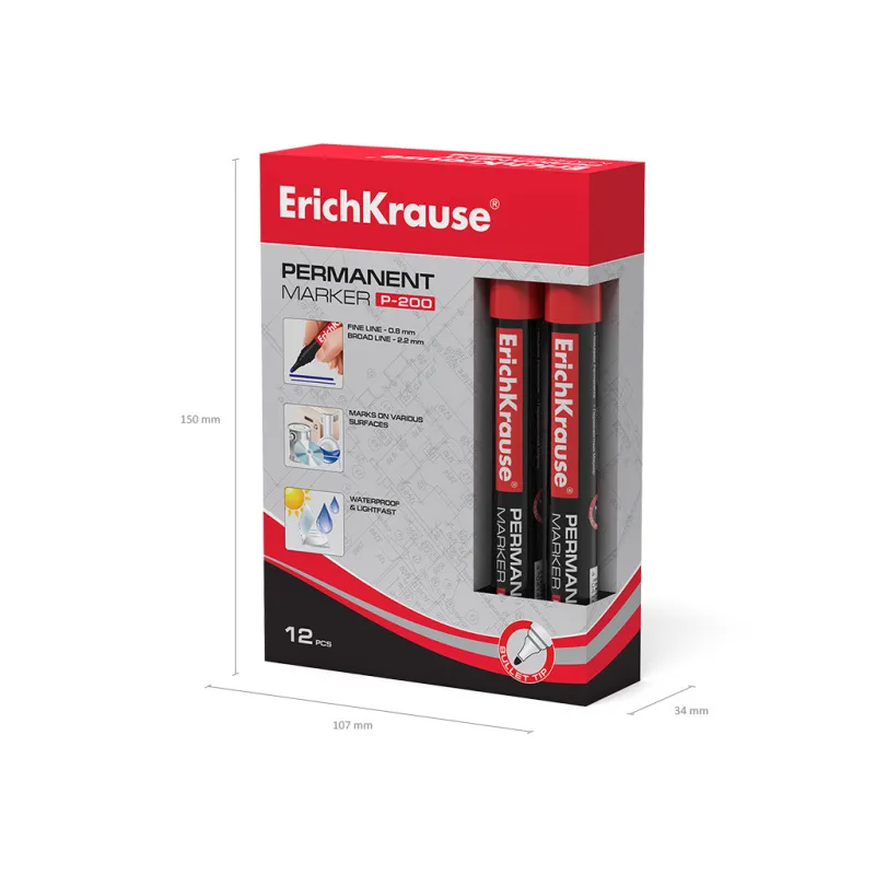 Offerta - 12 Pennarelli Erichkrause P-200 rosso