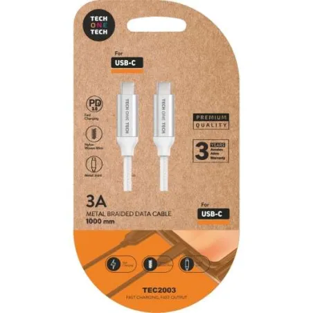 Cavo USB-C PD 3.0 1 m in nylon intrecciato TechOne Tech – Ricarica Rapida