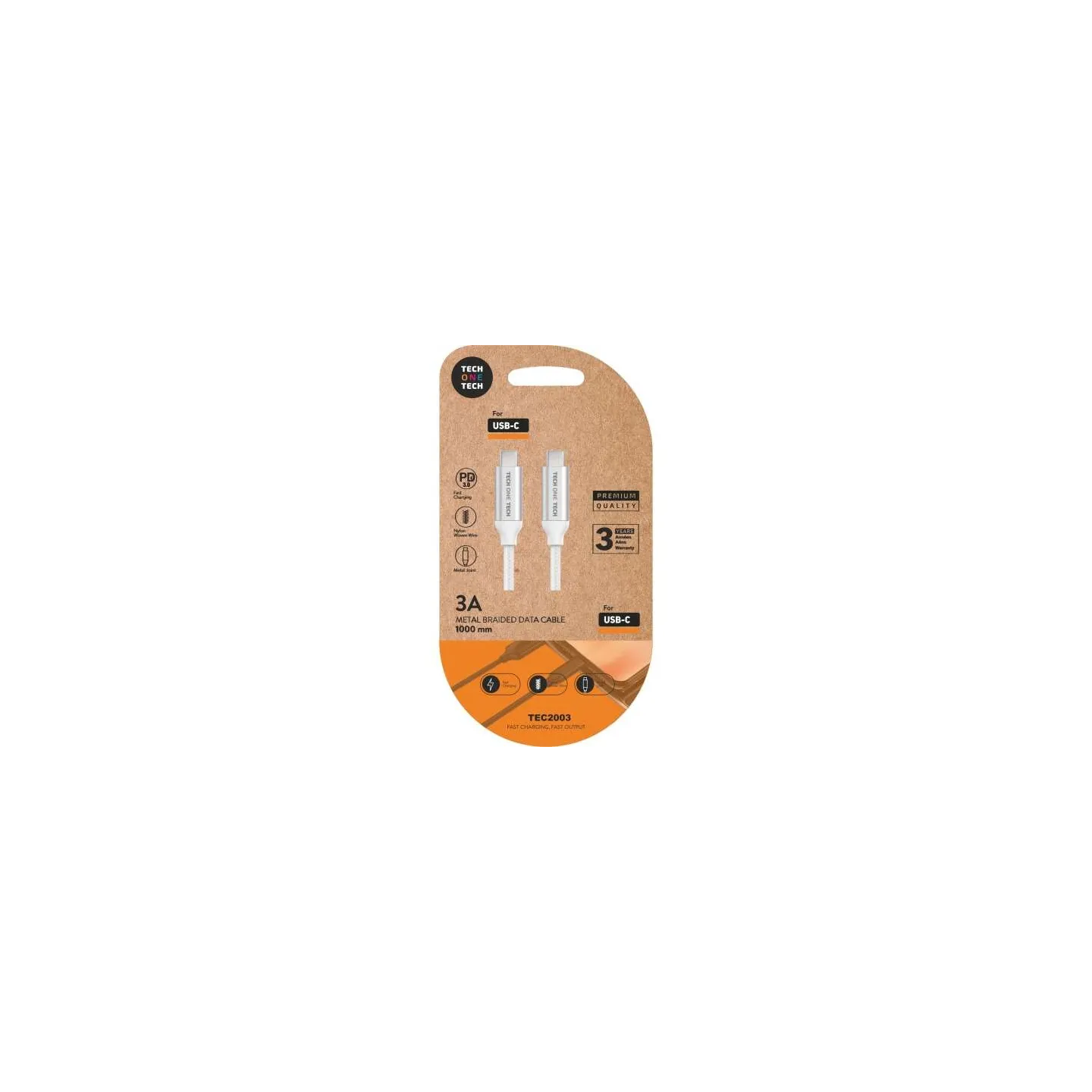 Cavo USB-C PD 3.0 1 m in nylon intrecciato TechOne Tech – Ricarica Rapida