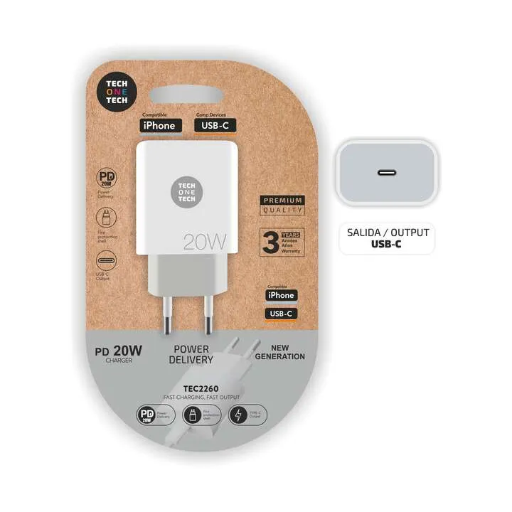 Caricatore USB-C PD 3.0 20W Ultra-Veloce TechOne Tech – Ricarica Rapida