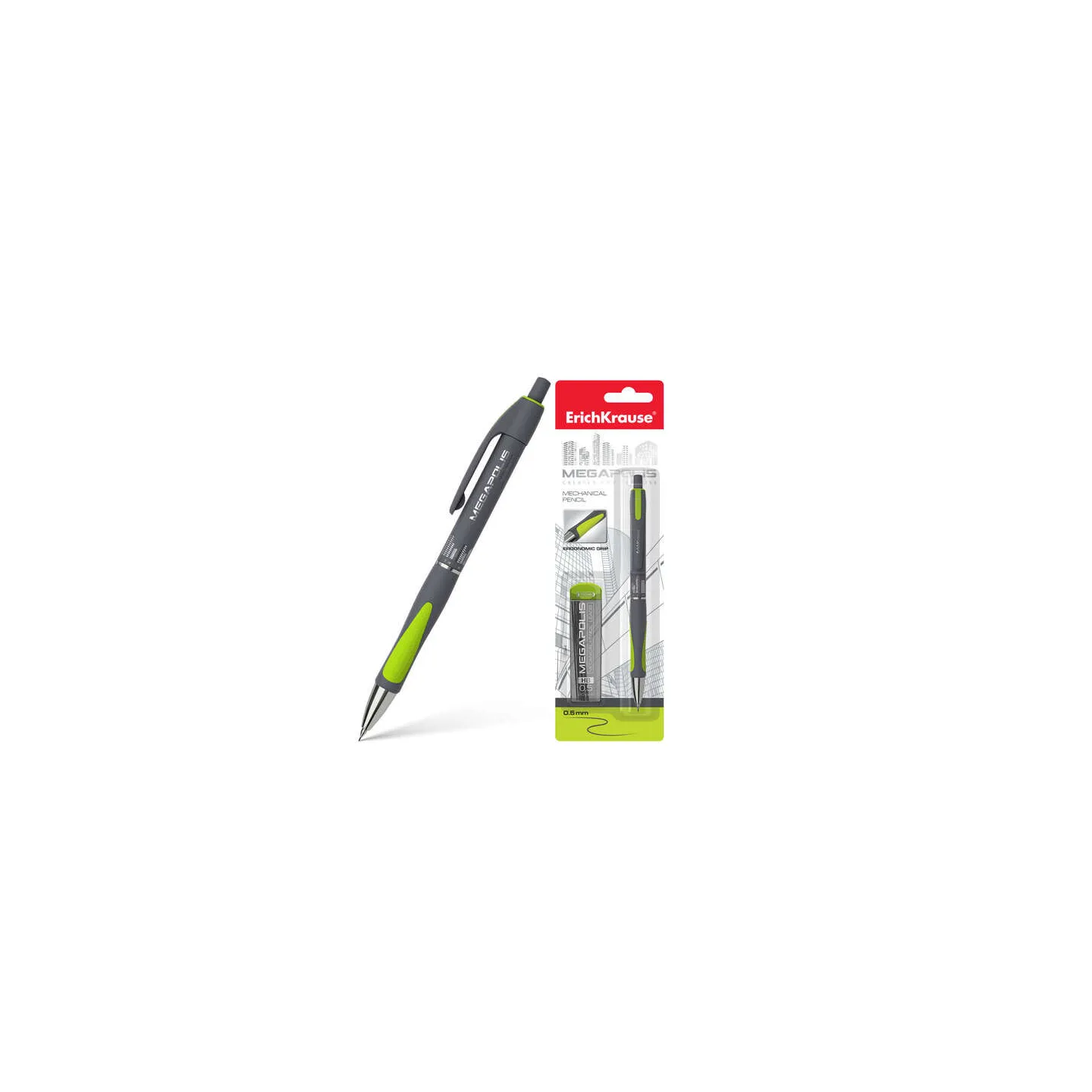 Matita con 20 Mine 0.5mm - Corpo Rotondo, Ergonomico, Colore Neon