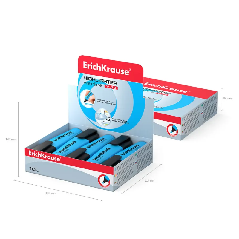 Evidenziatore ErichKrause Visioline V-12 - Punta Smussata, Blu