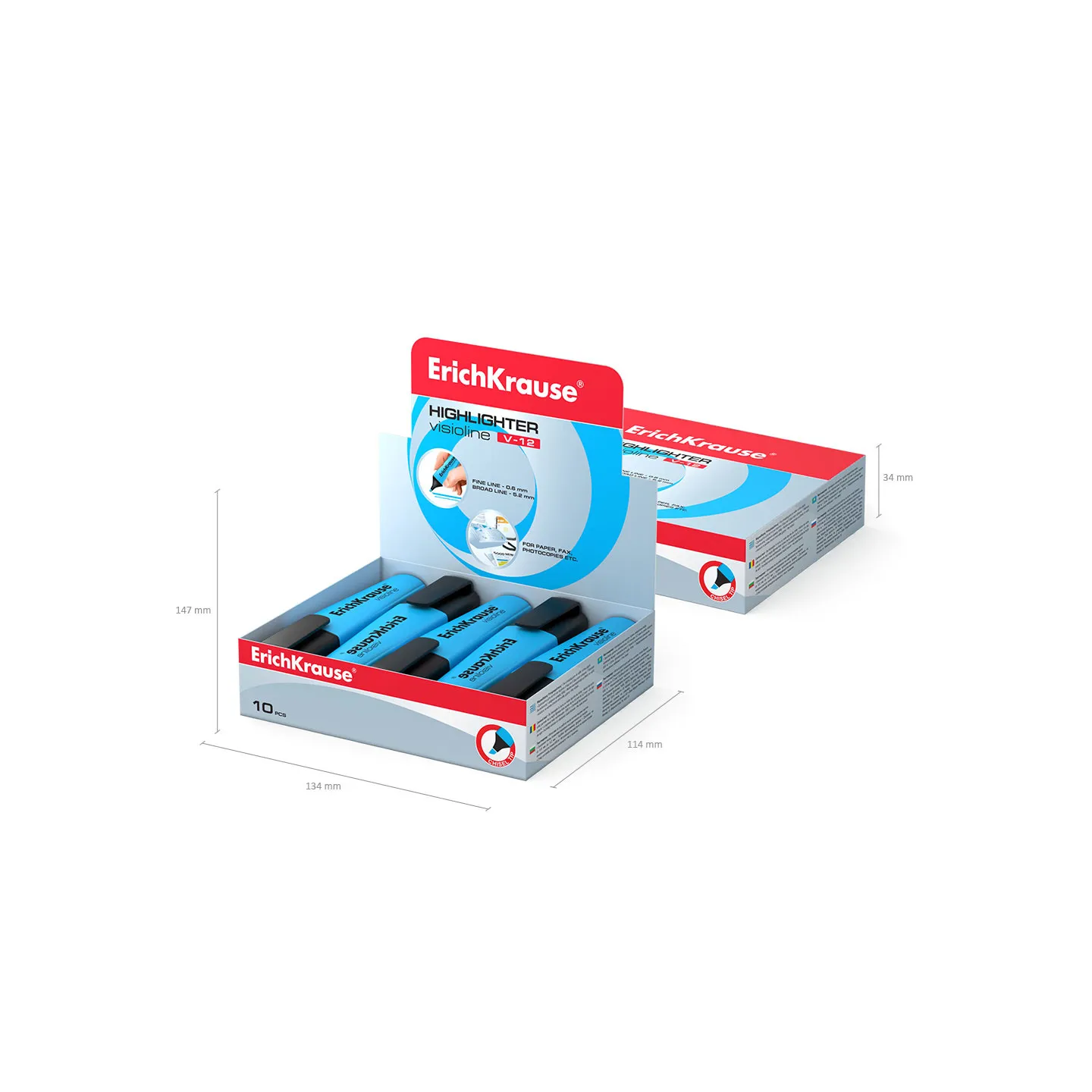 Evidenziatore ErichKrause Visioline V-12 - Punta Smussata, Blu