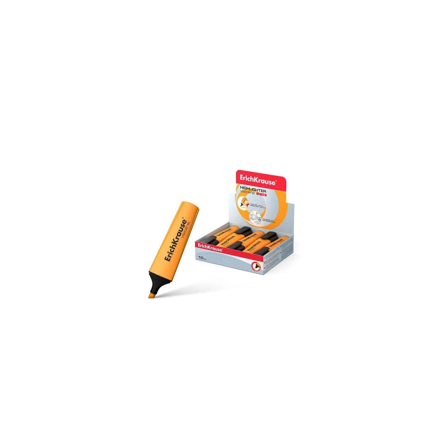 Evidenziatore fluorescente Erichkrause Visioline V-12 - Punta smussata - Inchiostro a base d'acqua - Colore arancione
