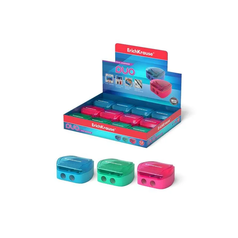 Temperamatite Doppio Plastica, Contenitore Trucioli, Colori Neon, 8 mm