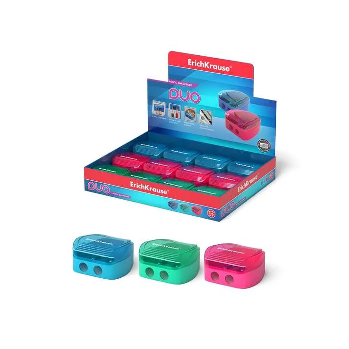 Temperamatite Doppio Plastica, Contenitore Trucioli, Colori Neon, 8 mm