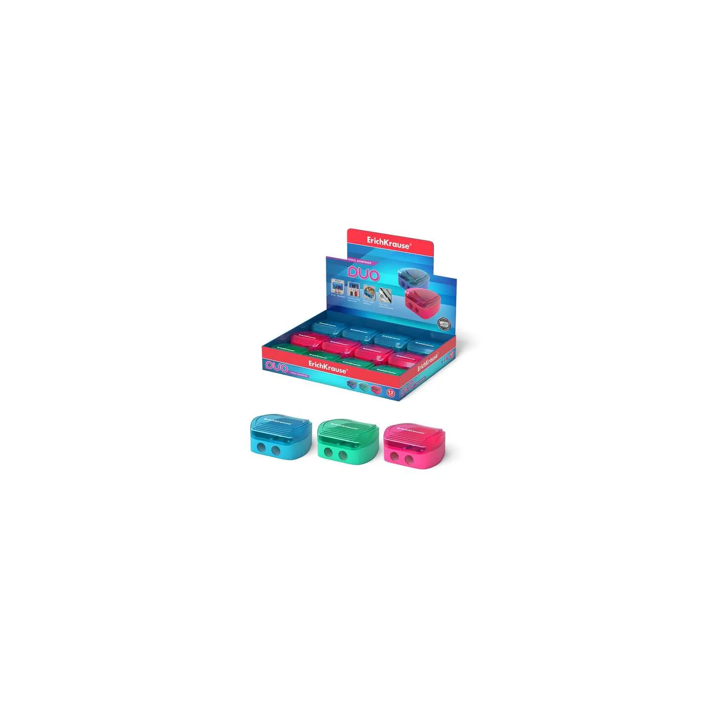 Temperamatite Doppio Plastica, Contenitore Trucioli, Colori Neon, 8 mm