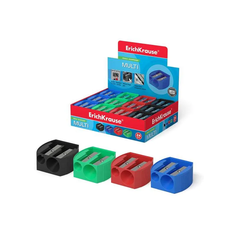 Temperamatite Plastica Doppio Foro, Diametri 8/11 mm, Colori Assortiti