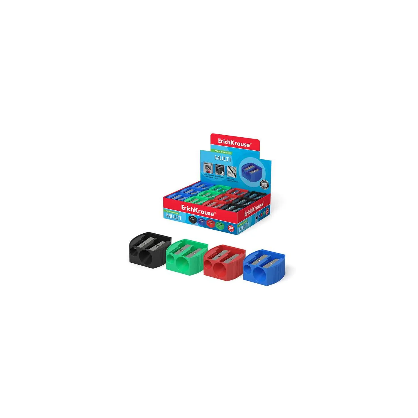 Temperamatite in plastica con due fori 8 e 11 mm - Colori assortiti