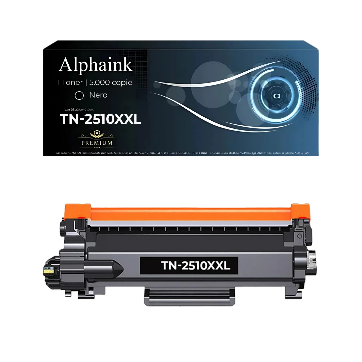 Toner TN-2510XXL Compatibile per Brother con Chip Nero 5000 Copie | Alphaink