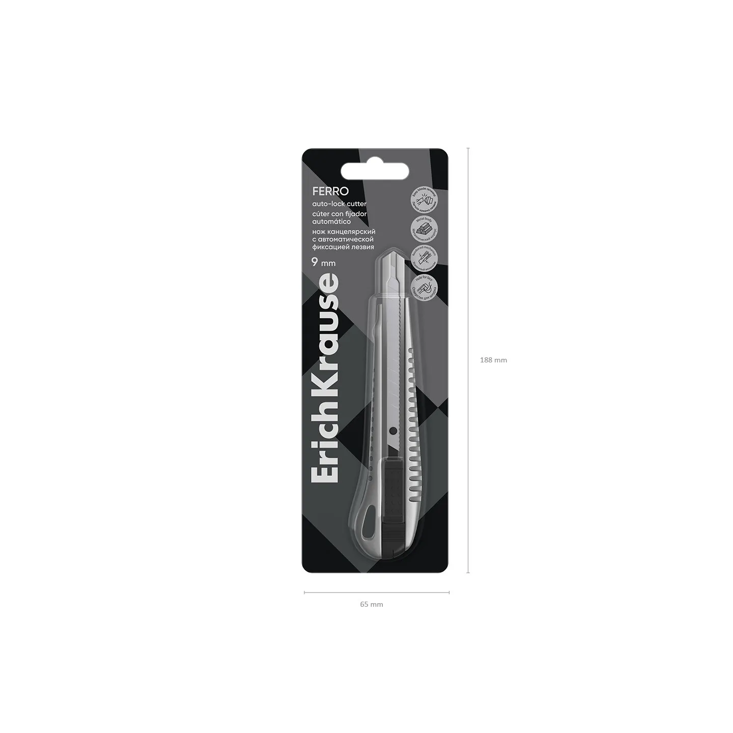 Taglierino ErichKrause in metallo autobloccante Ferro, 9 mm