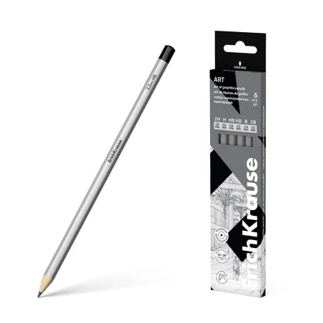 Set di 6 matite di grafite ErichKrause Art, esagonali, 2H,H,HB,B,2B,4B
