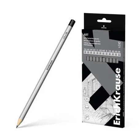 Set di 12 matite di grafite ErichKrause Art,esagonali,5H,4H,3H,2H,H,HB,HB,B,2B,3B,4B,5B
