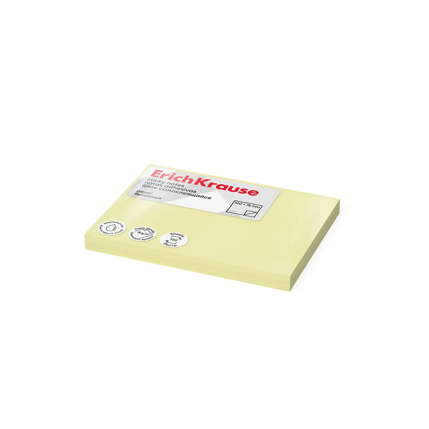 Post it - Sticky notes ErichKrause 100х75 mm, 100 fogli, giallo