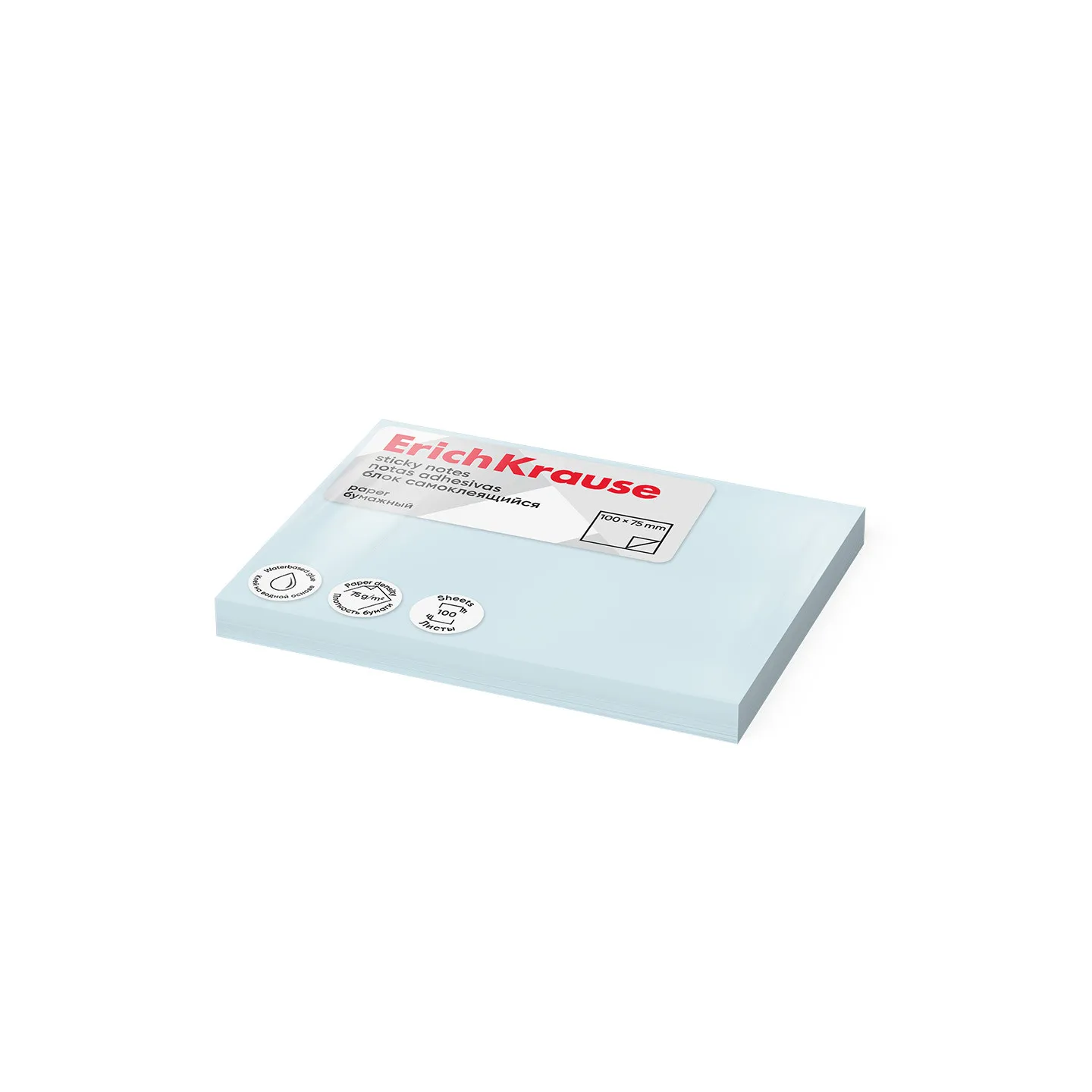 Post it - Sticky notes ErichKrause 100х75 mm, 100 fogli, Blu