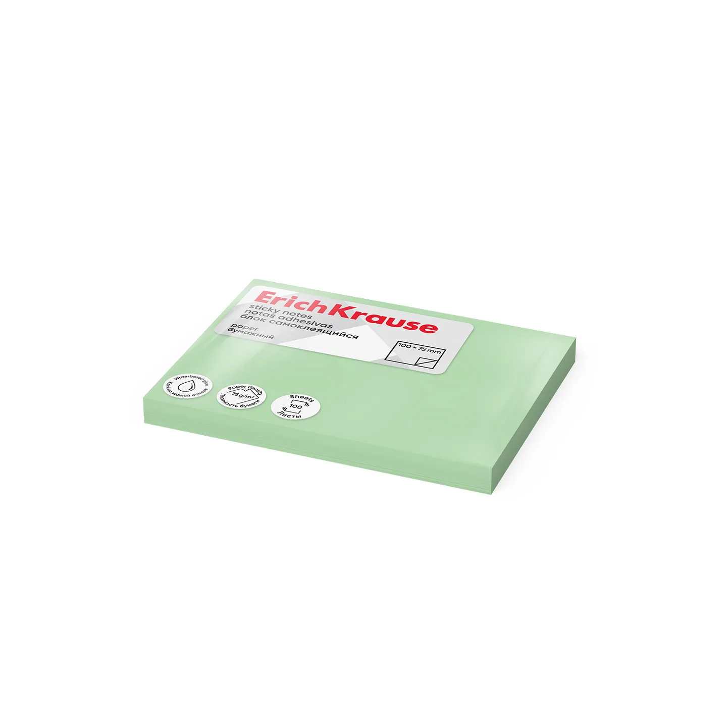 Post it - Sticky notes ErichKrause 100х75 mm, 100 fogli, Verde