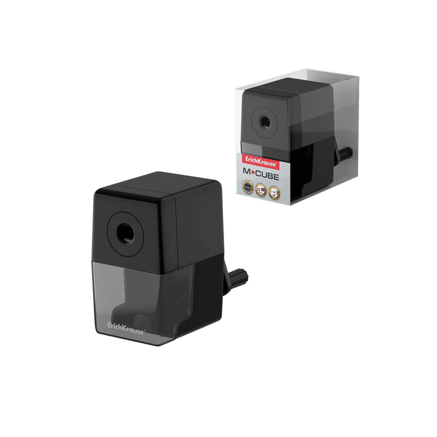 Temperino meccanico ErichKrause M-Cube, con contenitore, nero