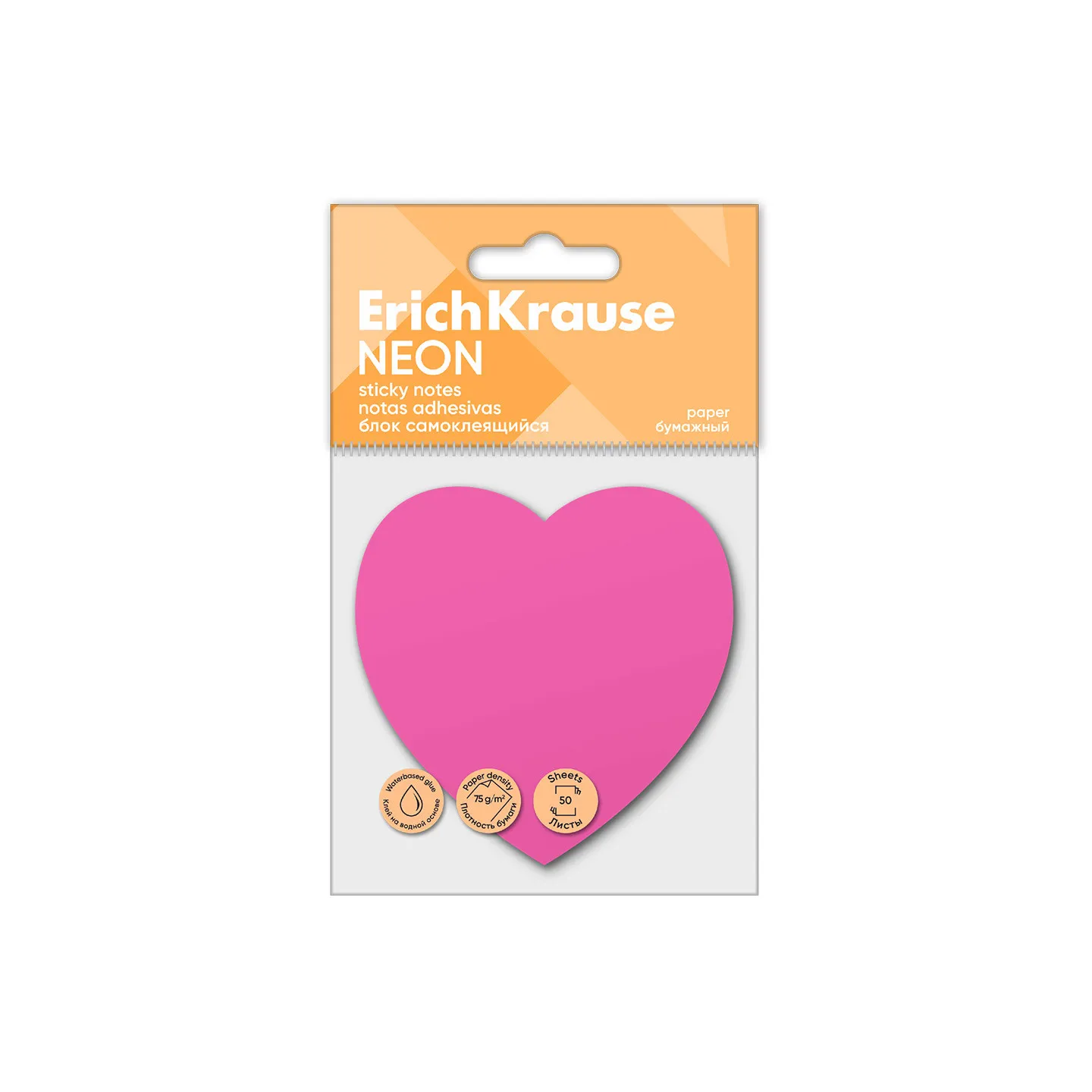 Post-it Sticky notes ErichKrause Neon, Cuore, 50 fogli, Rosa