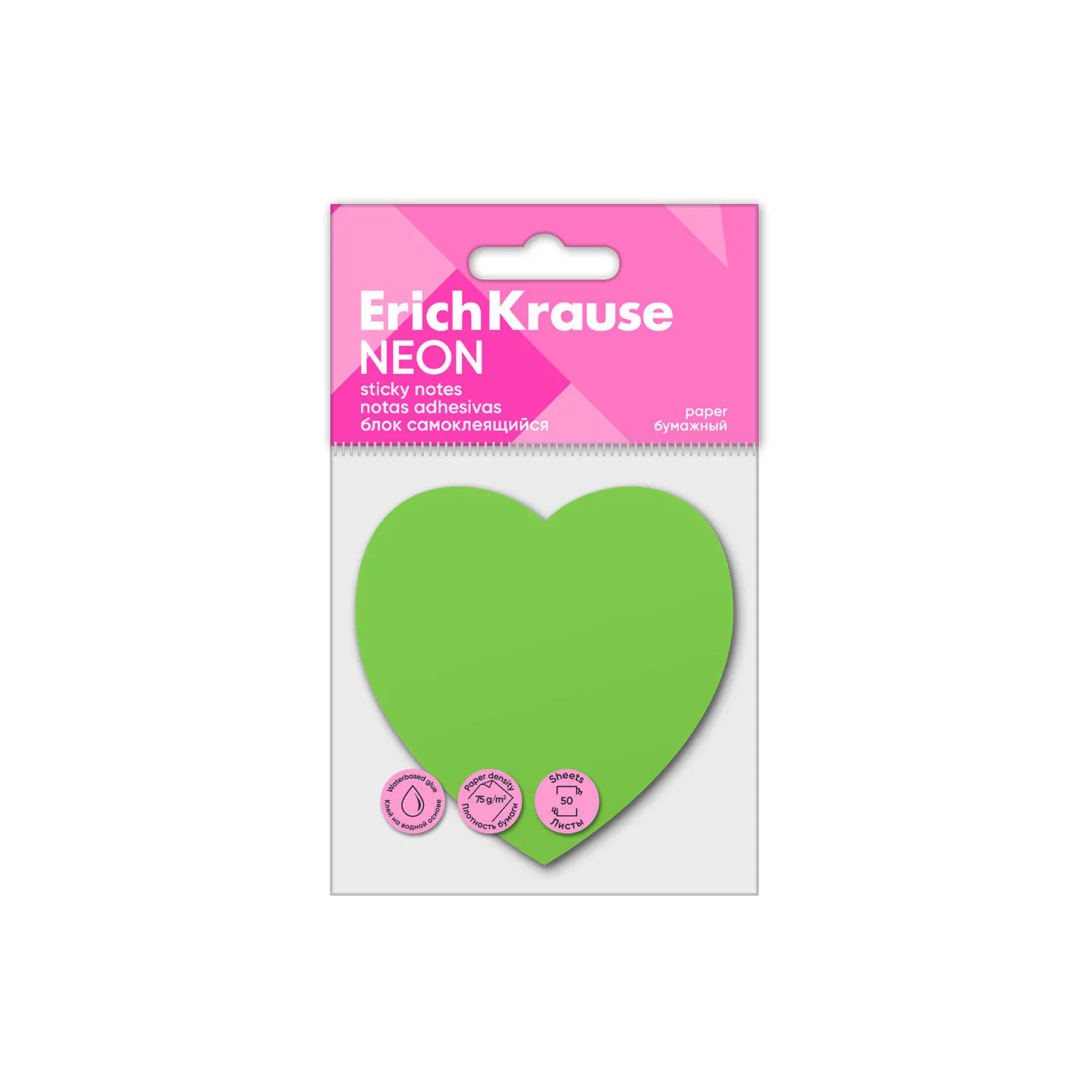 Post-it Sticky notes ErichKrause Neon, Cuore, 50 fogli, Verde